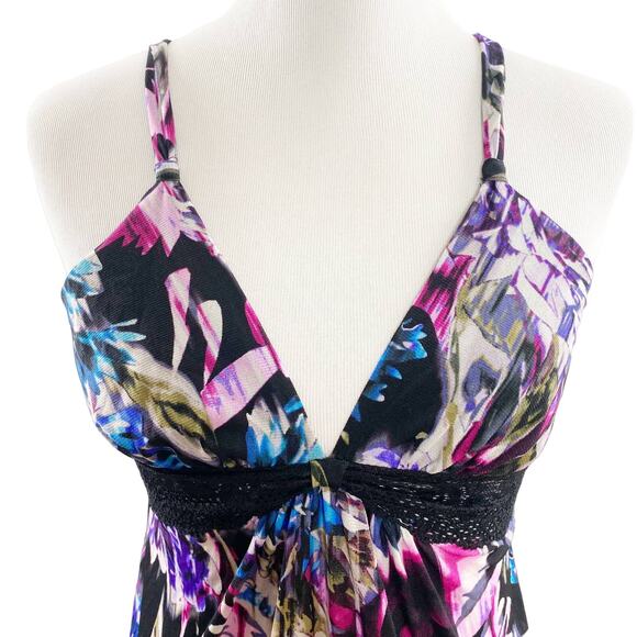 On Gossamer Fireworks Printed Mesh Nightie Chemise L NWT Boudoir Resortwear Luxe - Picture 5 of 10